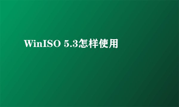 WinISO 5.3怎样使用