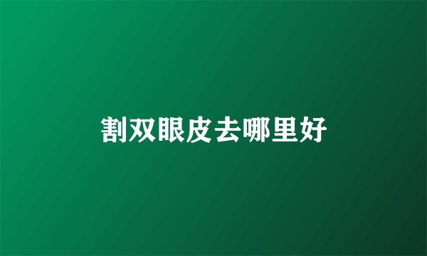 割双眼皮去哪里好