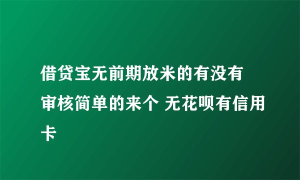 借贷宝无前期放米的有没有 审核简单的来个 无花呗有信用卡