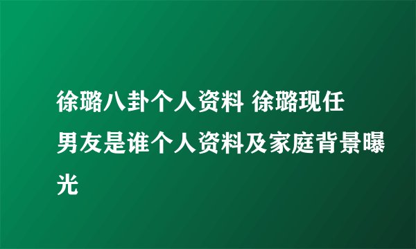 徐璐八卦个人资料 徐璐现任男友是谁个人资料及家庭背景曝光