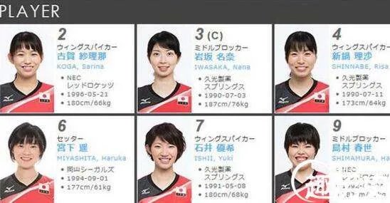 日本女排名单2017，世界女排大奖赛18人名单