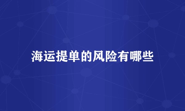海运提单的风险有哪些