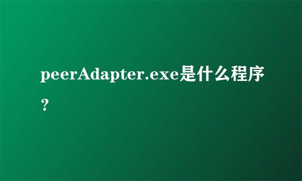 peerAdapter.exe是什么程序？