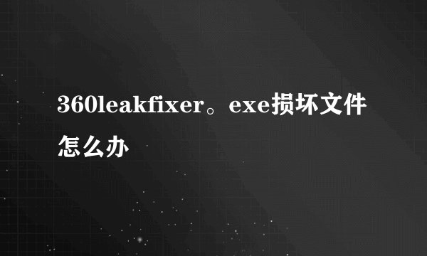 360leakfixer。exe损坏文件怎么办