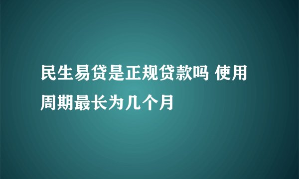 民生易贷是正规贷款吗 使用周期最长为几个月