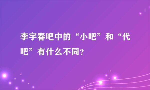 李宇春吧中的“小吧”和“代吧”有什么不同？