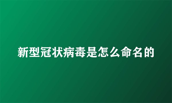 新型冠状病毒是怎么命名的