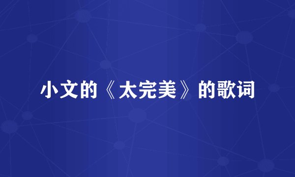 小文的《太完美》的歌词