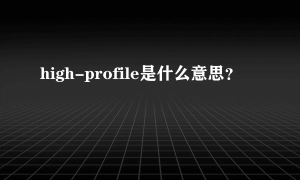 high-profile是什么意思？