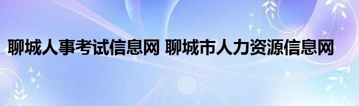 聊城人事考试信息网 聊城市人力资源信息网