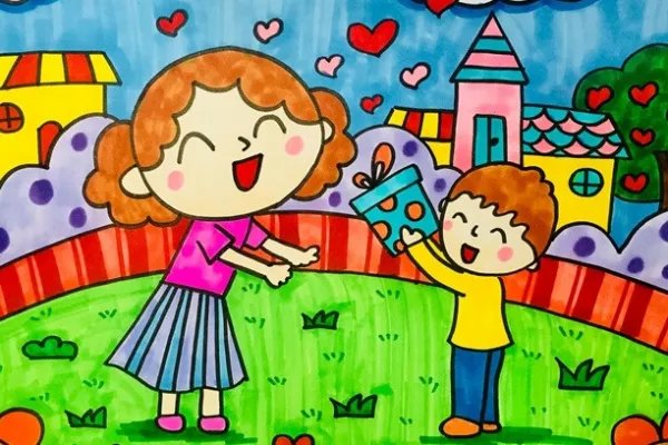 母亲节快乐的画怎么画