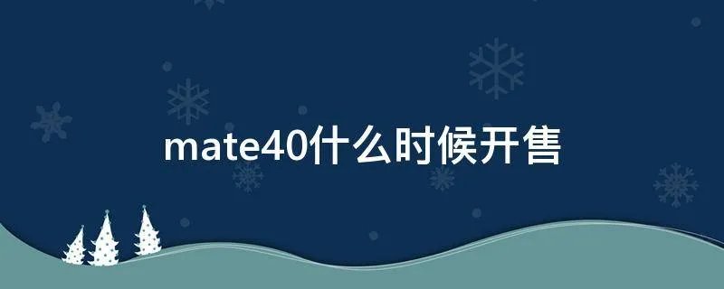 mate40什么时候开售