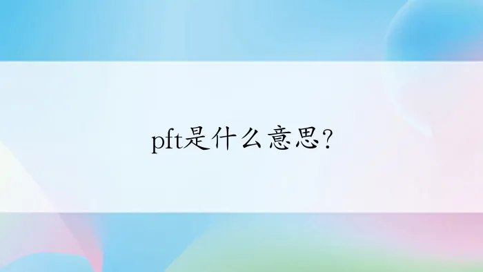 pft是什么意思？