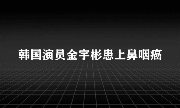 韩国演员金宇彬患上鼻咽癌