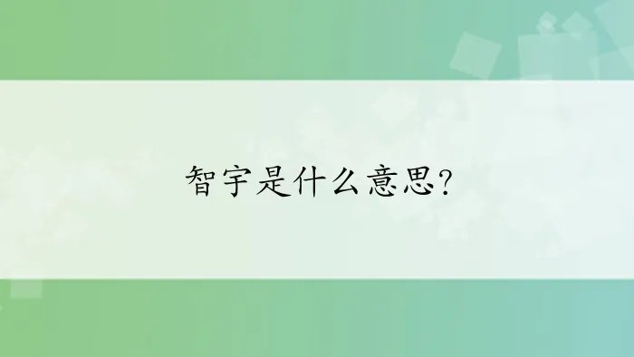 智宇是什么意思？