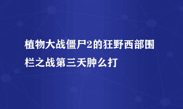 植物大战僵尸2的狂野西部围栏之战第三天肿么打