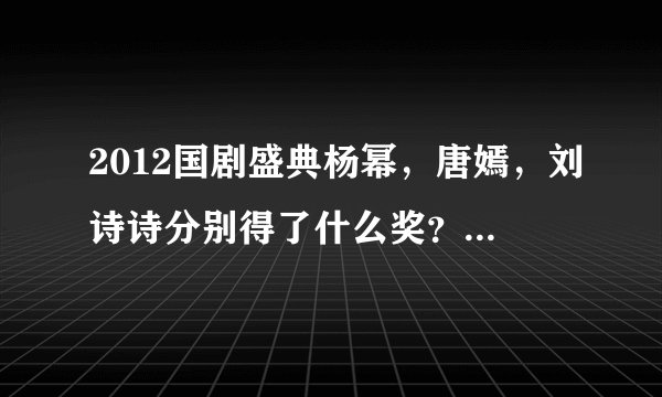 2012国剧盛典杨幂，唐嫣，刘诗诗分别得了什么奖？可不可以配上图？