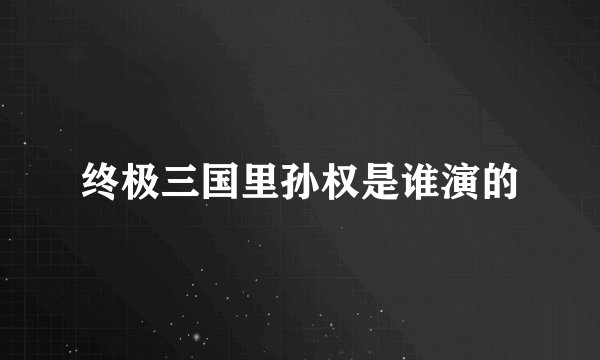 终极三国里孙权是谁演的