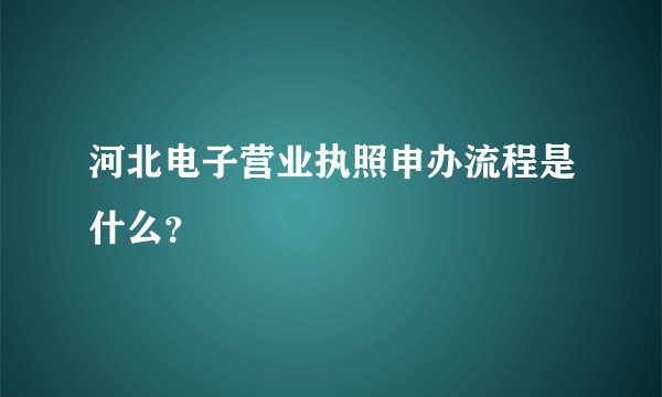 河北电子营业执照申办流程是什么？