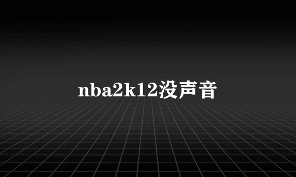 nba2k12没声音
