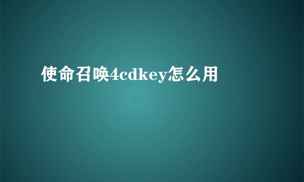 使命召唤4cdkey怎么用