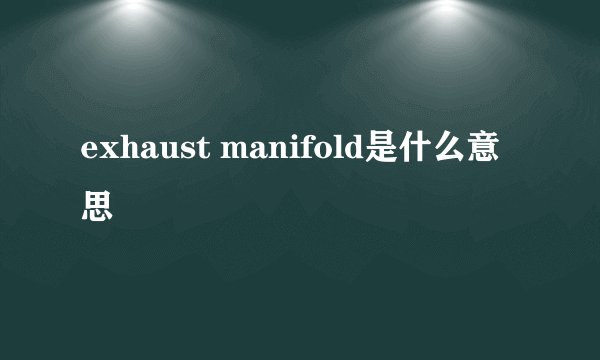 exhaust manifold是什么意思