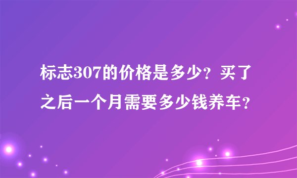 标志307的价格是多少？买了之后一个月需要多少钱养车？