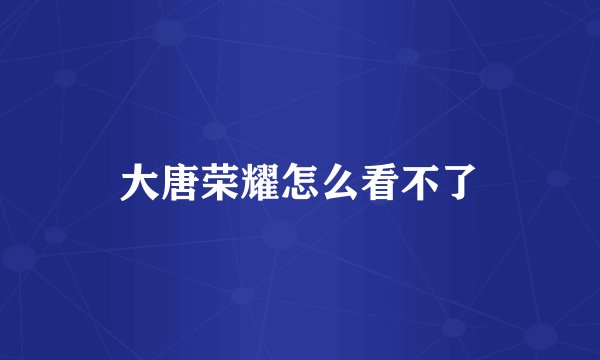 大唐荣耀怎么看不了