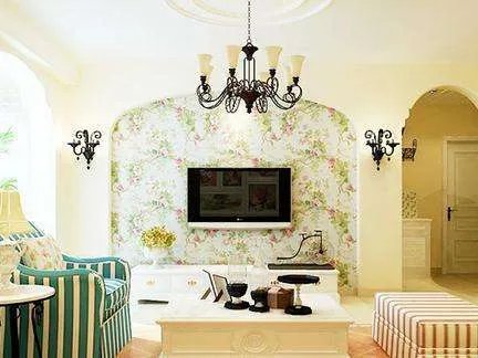 田园风格电视墙，这抹清新范儿很足~