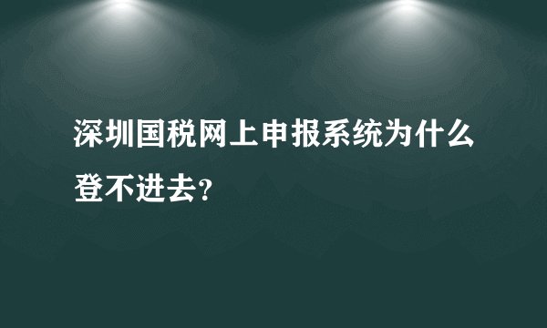 深圳国税网上申报系统为什么登不进去？