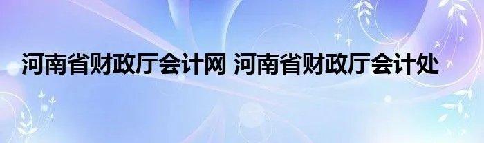 河南省财政厅会计网 河南省财政厅会计处