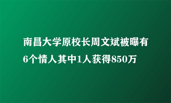 南昌大学原校长周文斌被曝有6个情人其中1人获得850万