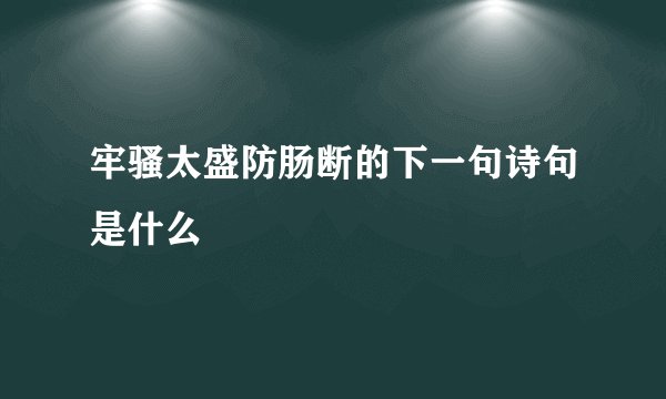 牢骚太盛防肠断的下一句诗句是什么