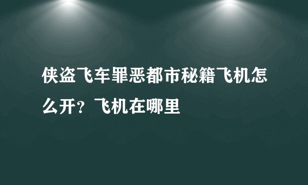 侠盗飞车罪恶都市秘籍飞机怎么开？飞机在哪里