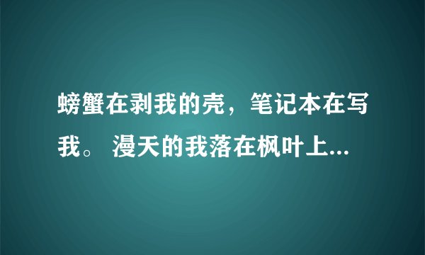 螃蟹在剥我的壳，笔记本在写我。 漫天的我落在枫叶上雪花上。