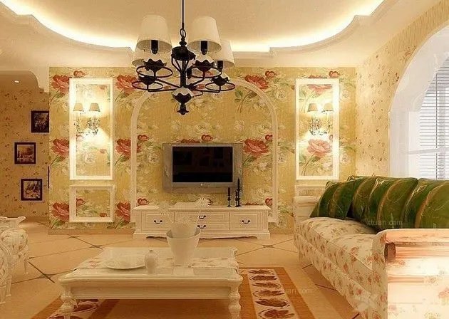 田园风格电视墙，这抹清新范儿很足~