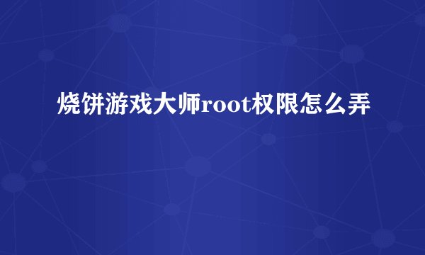 烧饼游戏大师root权限怎么弄