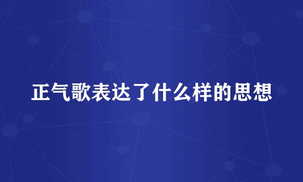 正气歌表达了什么样的思想