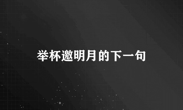 举杯邀明月的下一句
