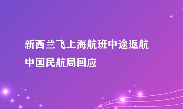 新西兰飞上海航班中途返航 中国民航局回应