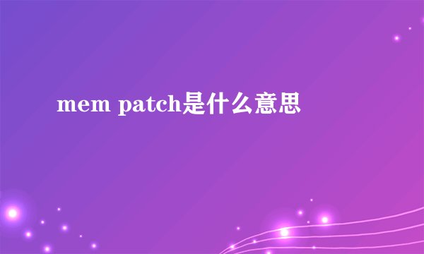 mem patch是什么意思