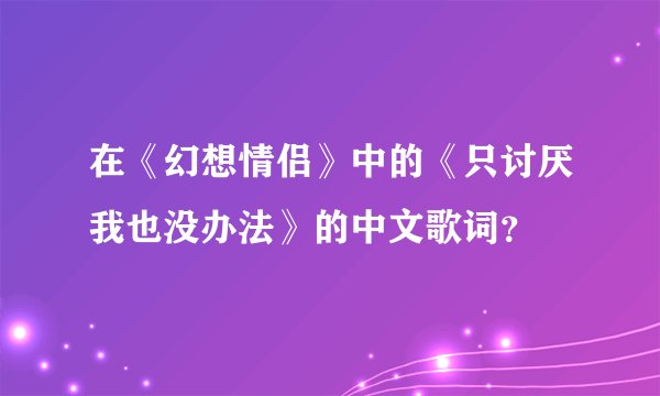 在《幻想情侣》中的《只讨厌我也没办法》的中文歌词?