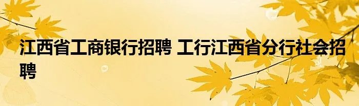 江西省工商银行招聘 工行江西省分行社会招聘