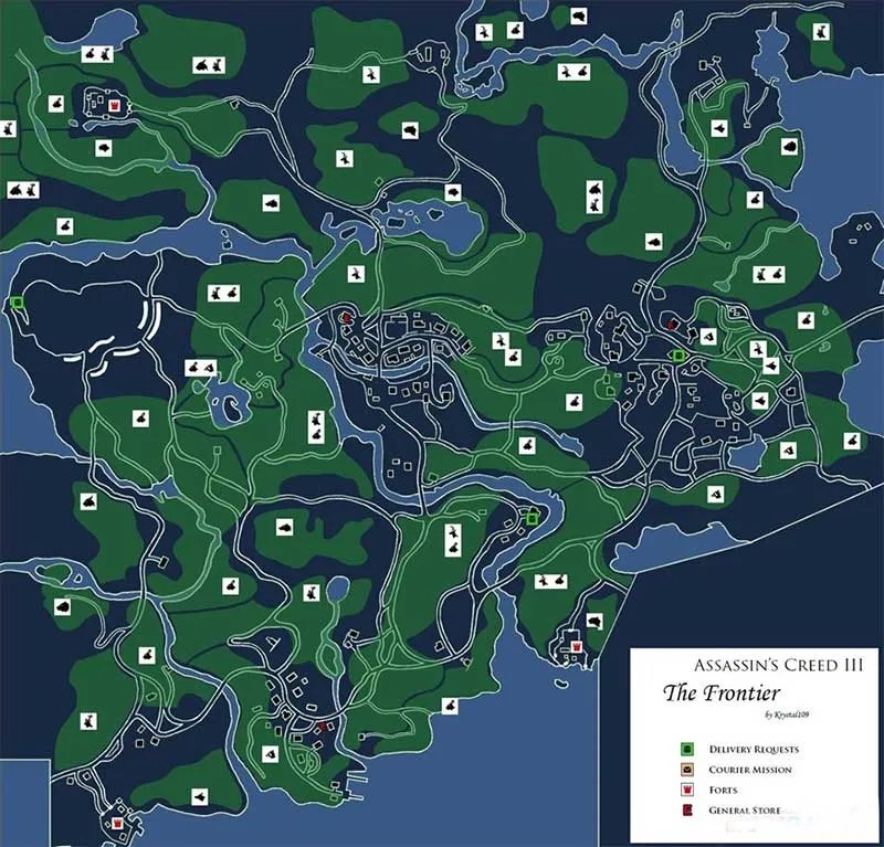 刺客信条3狩猎地图大全 全动物分布位置(图文)