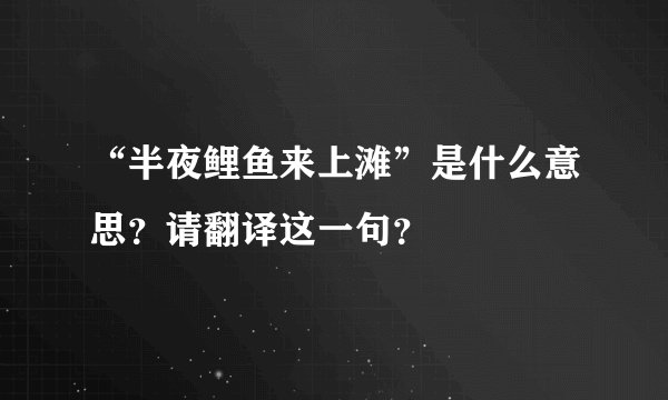 “半夜鲤鱼来上滩”是什么意思？请翻译这一句？