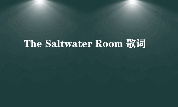 The Saltwater Room 歌词