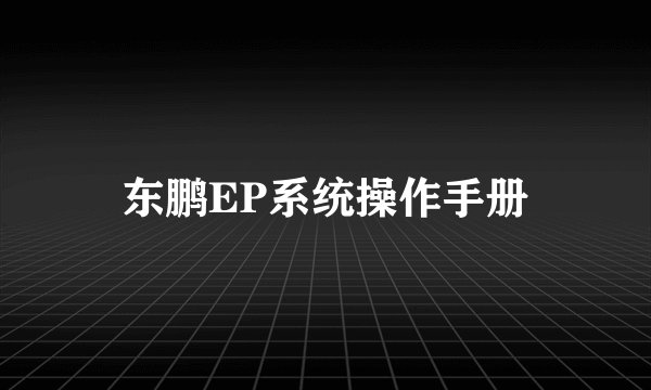 东鹏EP系统操作手册