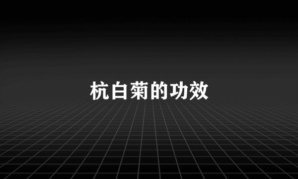 杭白菊的功效
