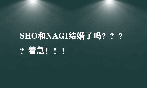 SHO和NAGI结婚了吗？？？？着急！！！