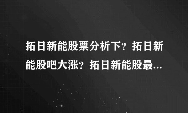 拓日新能股票分析下？拓日新能股吧大涨？拓日新能股最新持股？